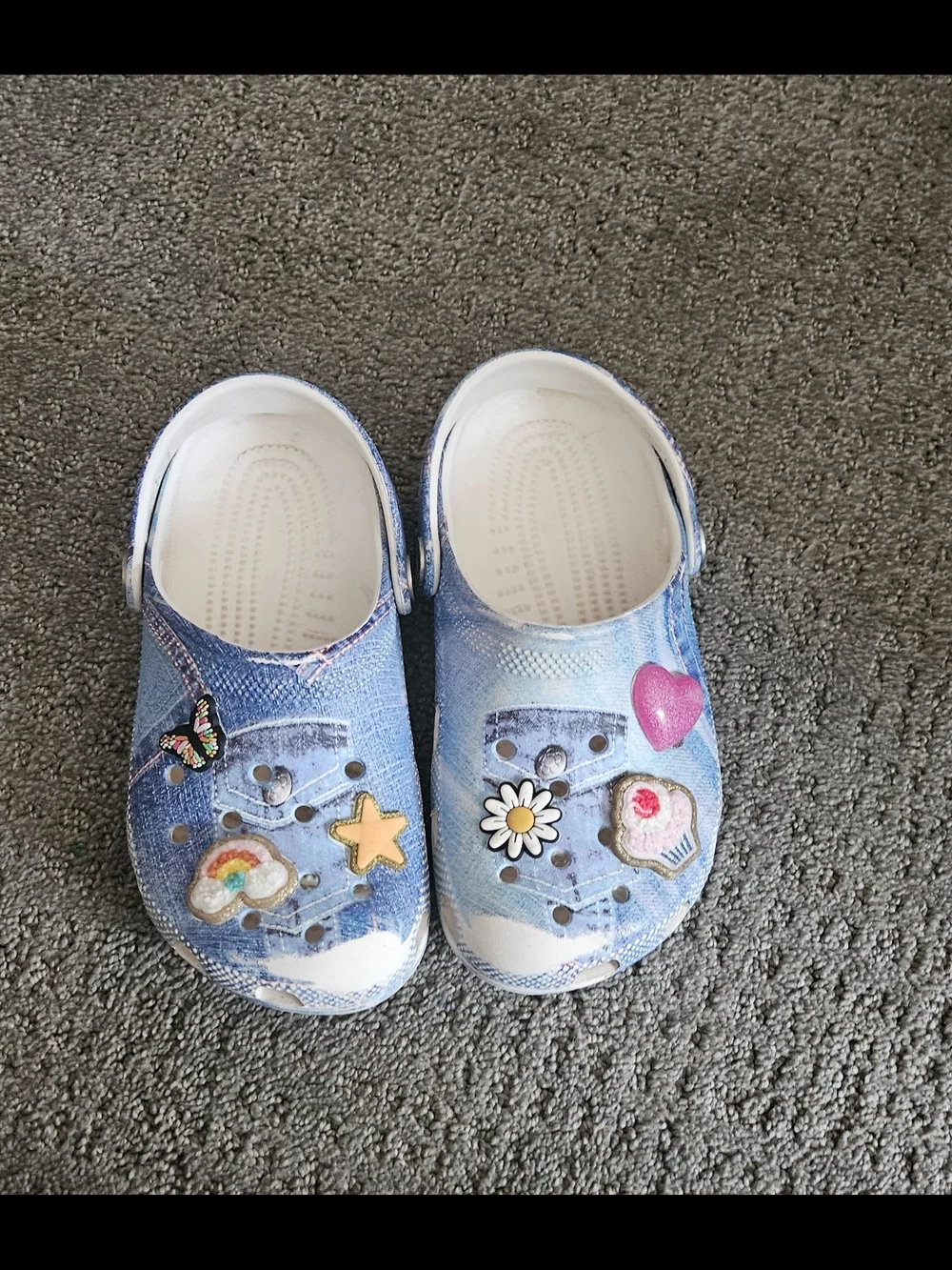 CROCS Kids Light Blue Clog Sandals with Colorful Charms